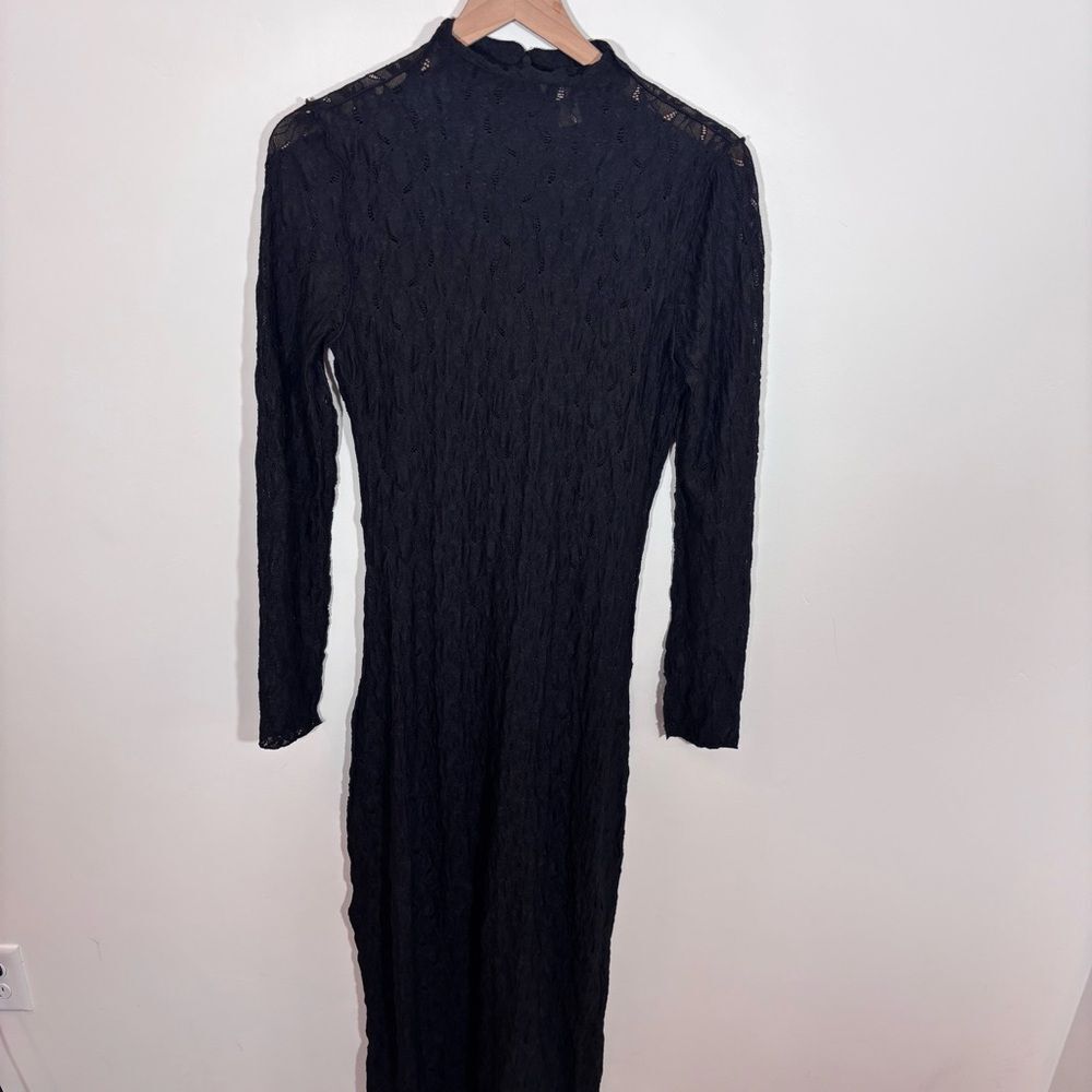 Camilla Coelho High Neck Lace Overlay Elegant Dress Long Sleeve Size Small